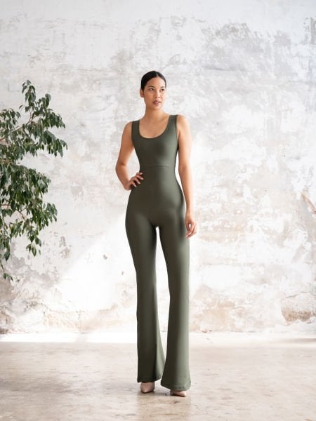 İspanyol Scrunch Butt Jumpsuit  Haki Renk  1503