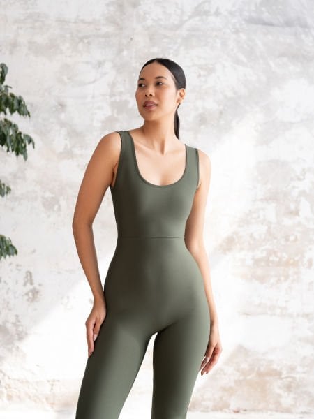 İspanyol Scrunch Butt Jumpsuit  Haki Renk  1503