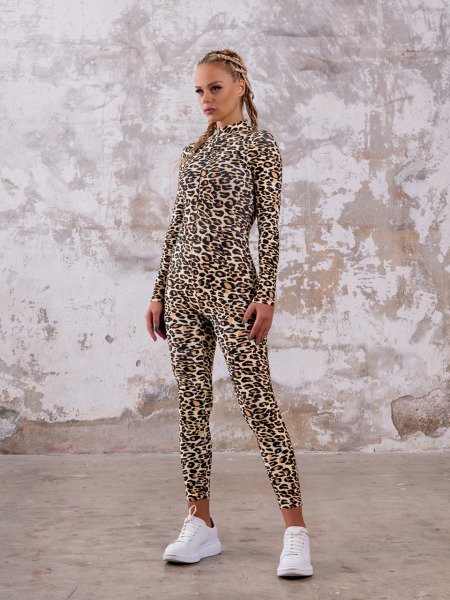 2320 Leopar Desen Uzun Kollu Tulum