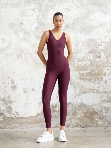 Çift Çapraz Spor Tulum Mürdüm Rengi 2104