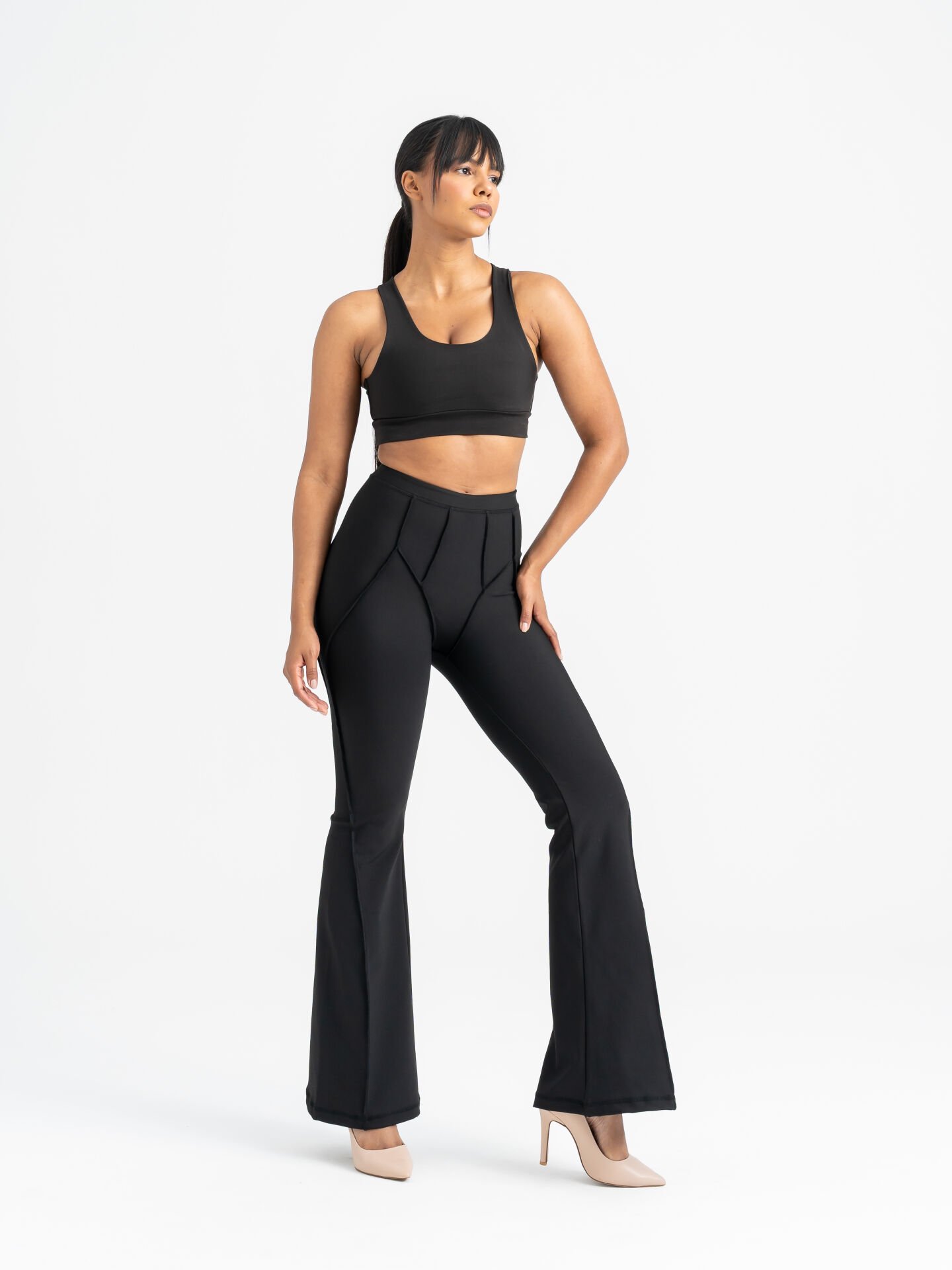 Flare Fit İspanyol Tayt  Siyah Renk 1265