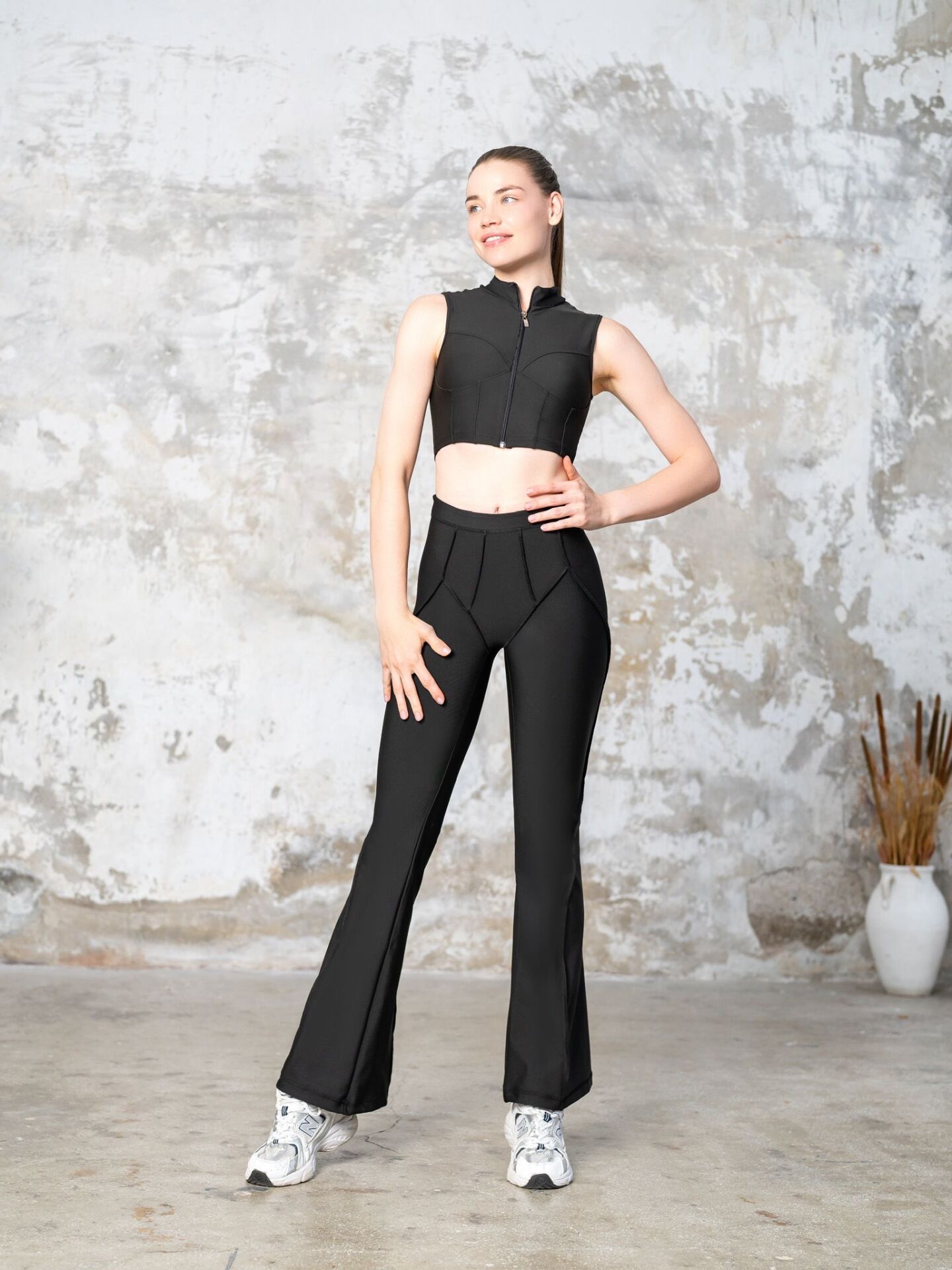 Flare Fit İspanyol Tayt  Siyah Renk 1265