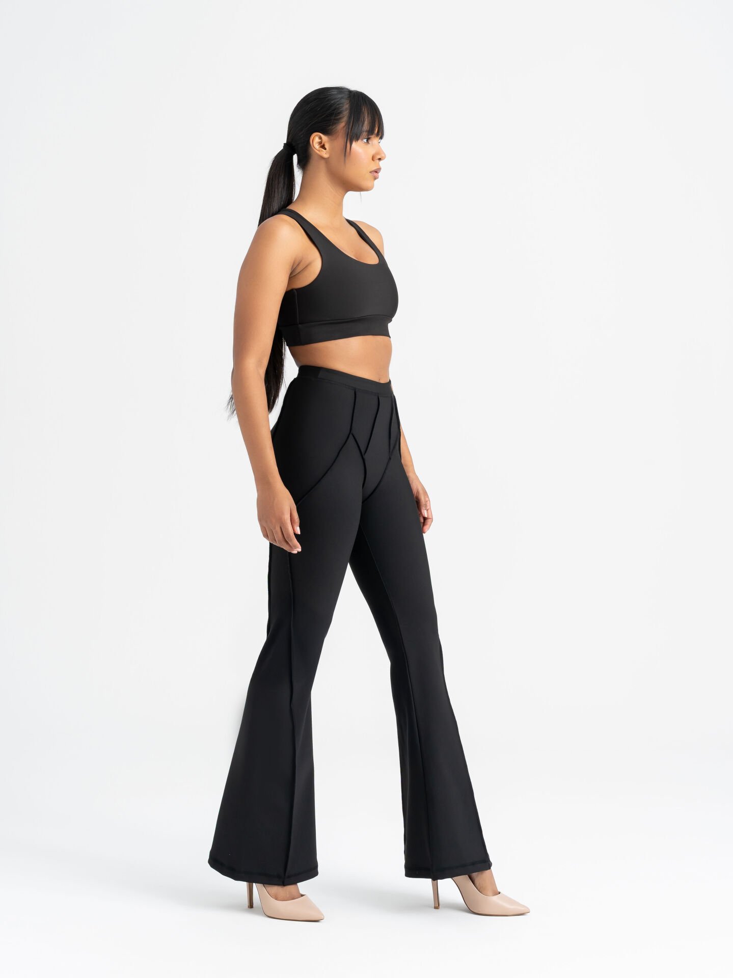 Flare Fit İspanyol Tayt  Siyah Renk 1265