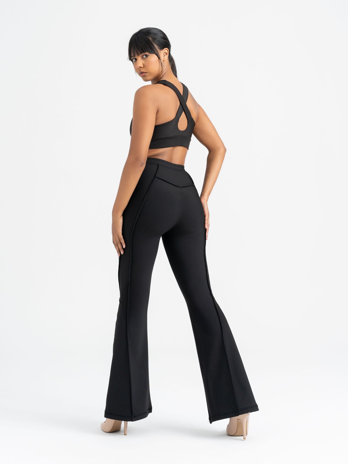 Flare Fit İspanyol Tayt  Siyah Renk 1265