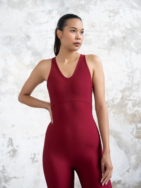 3 İpli Spor Tulum Bordo Renk 2202