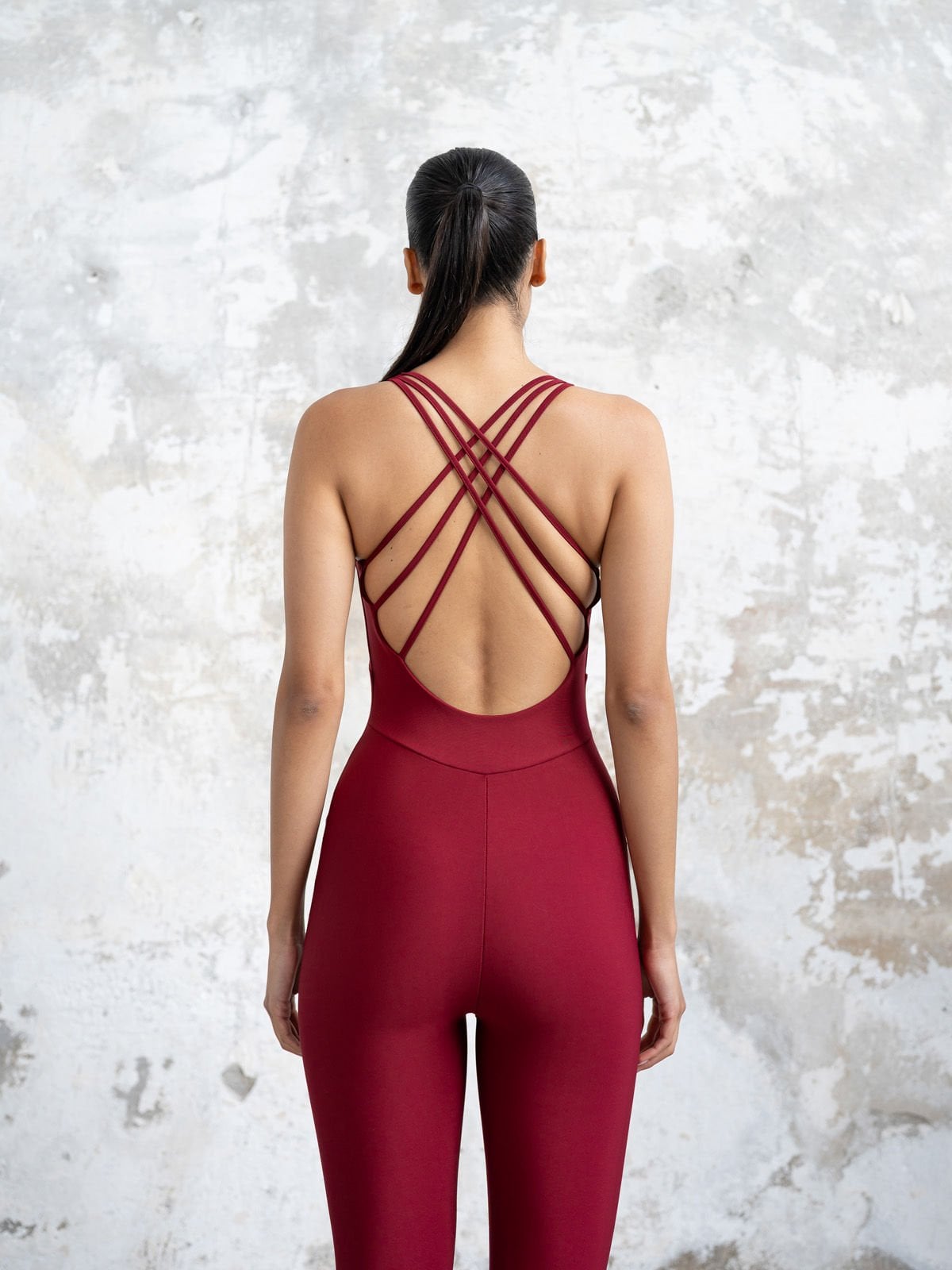 3 İpli Spor Tulum Bordo Renk 2202