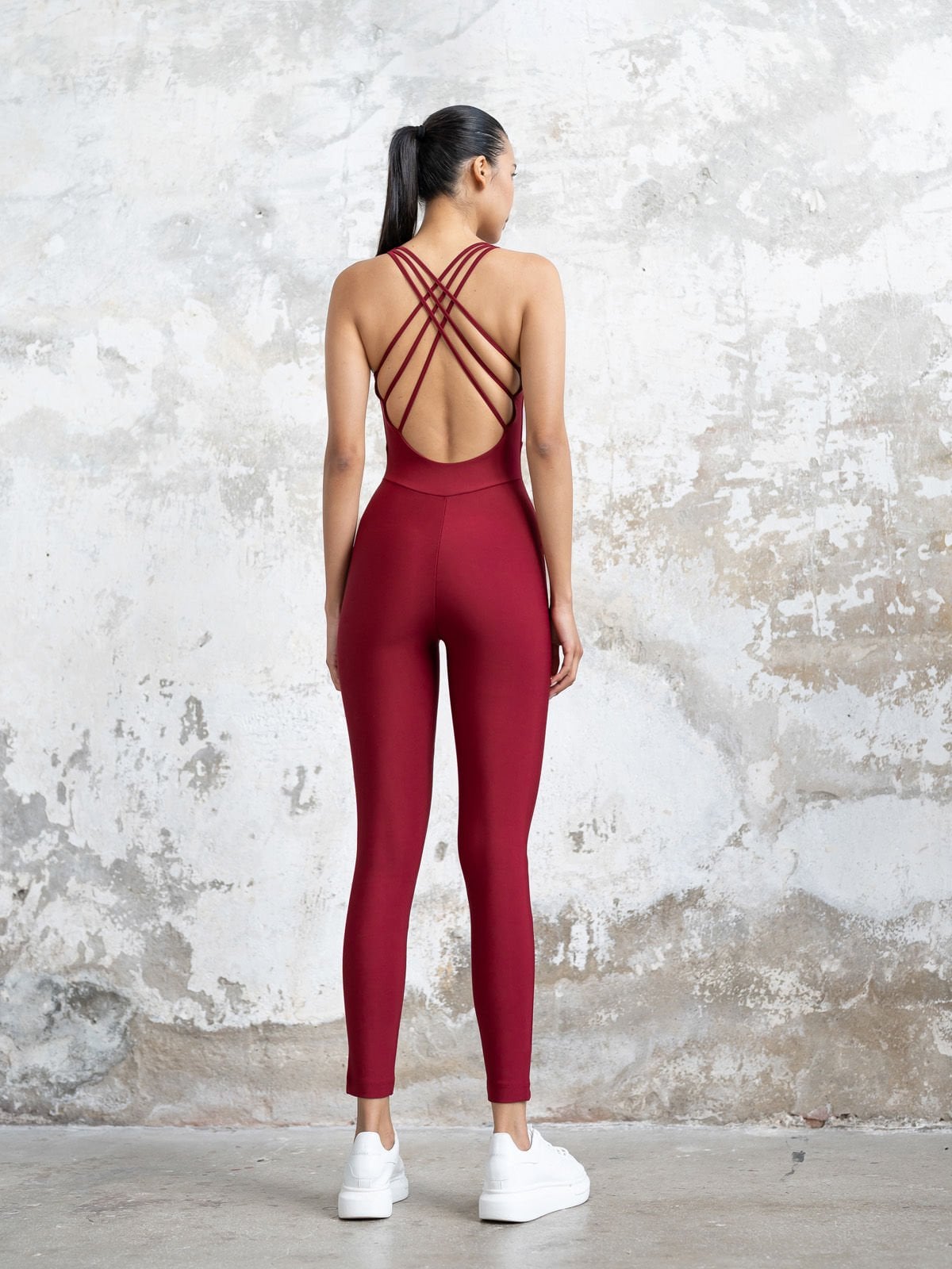 3 İpli Spor Tulum Bordo Renk 2202
