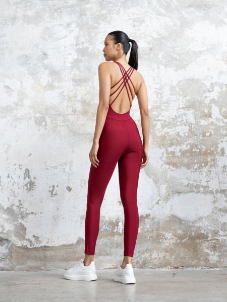 3 İpli Spor Tulum Bordo Renk 2202