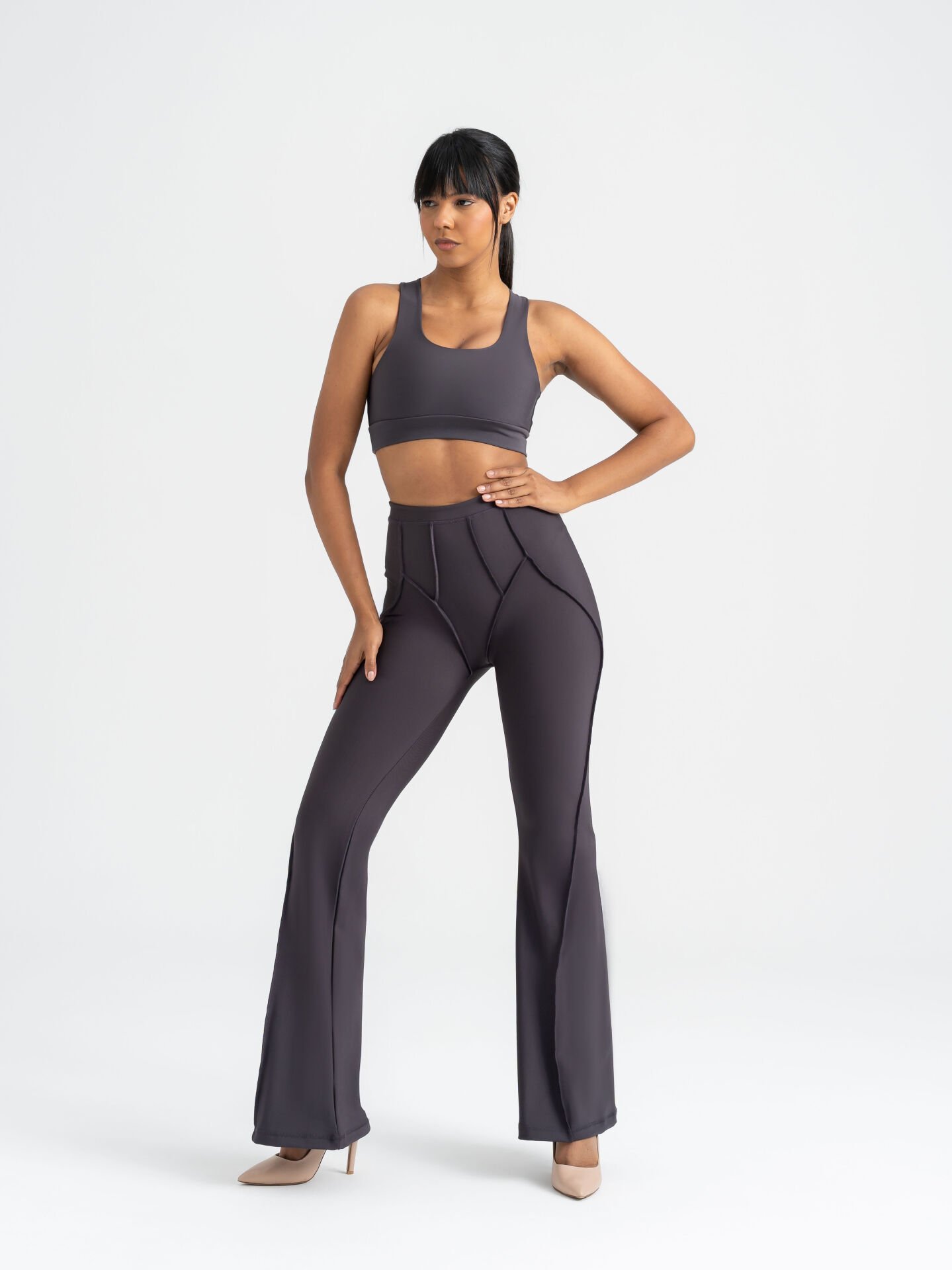 Flare Fit İspanyol Tayt Füme (Antrasit) Renk 1268