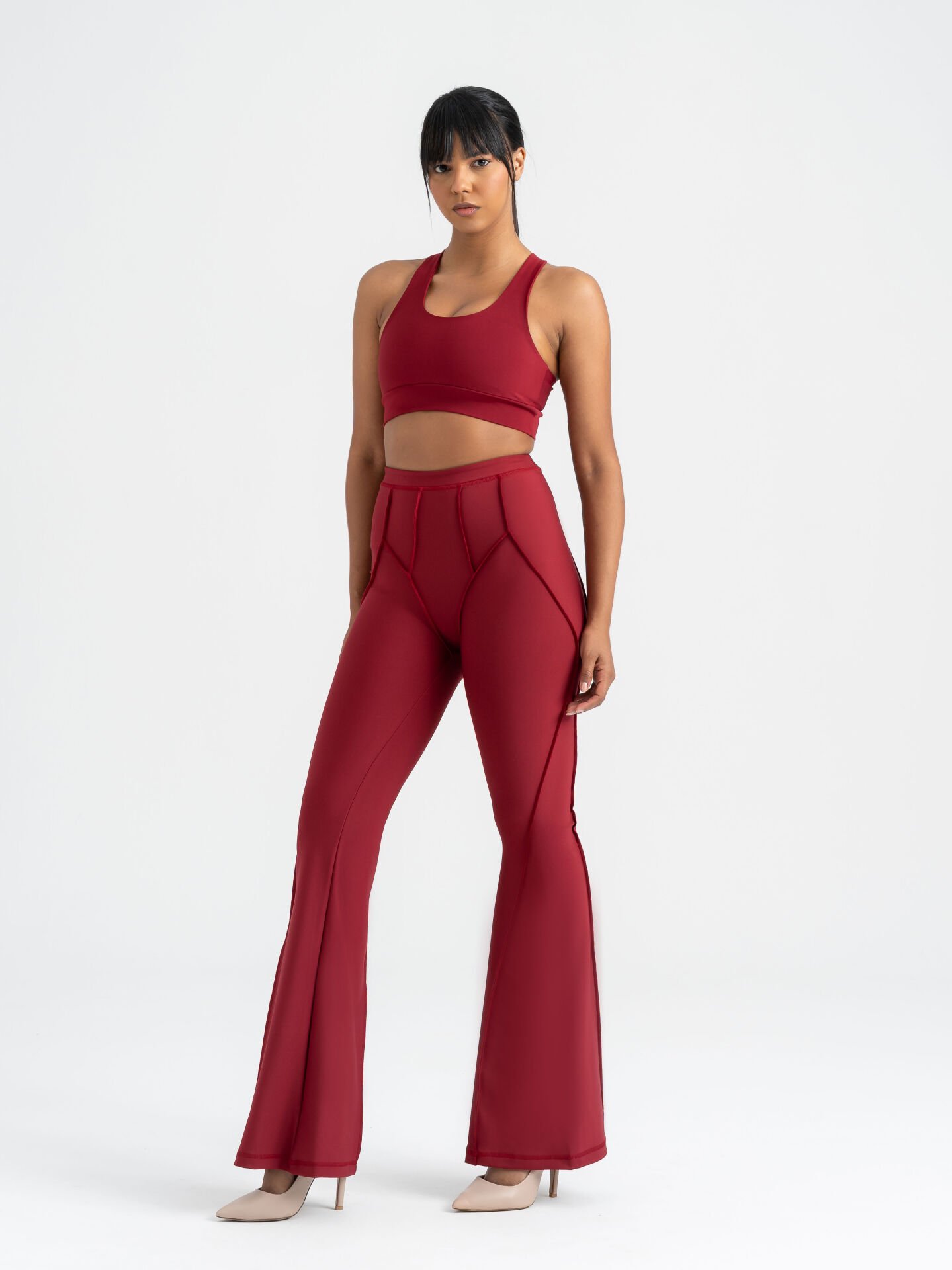 Flare Fit İspanyol Tayt Bordo Renk 1270