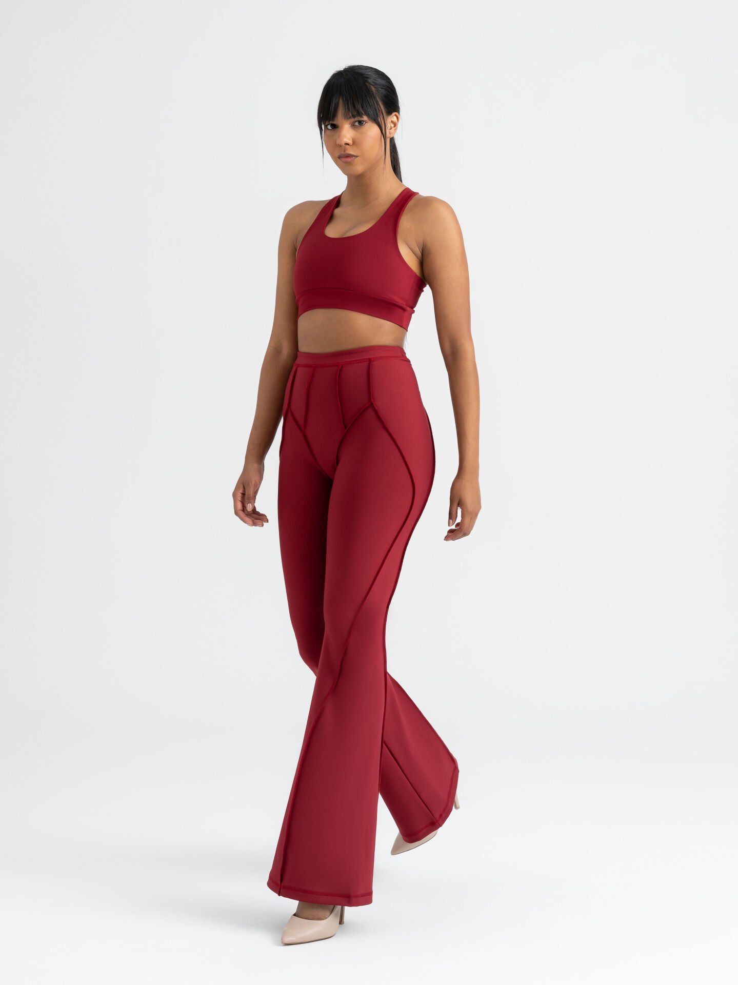 Flare Fit İspanyol Tayt Bordo Renk 1270