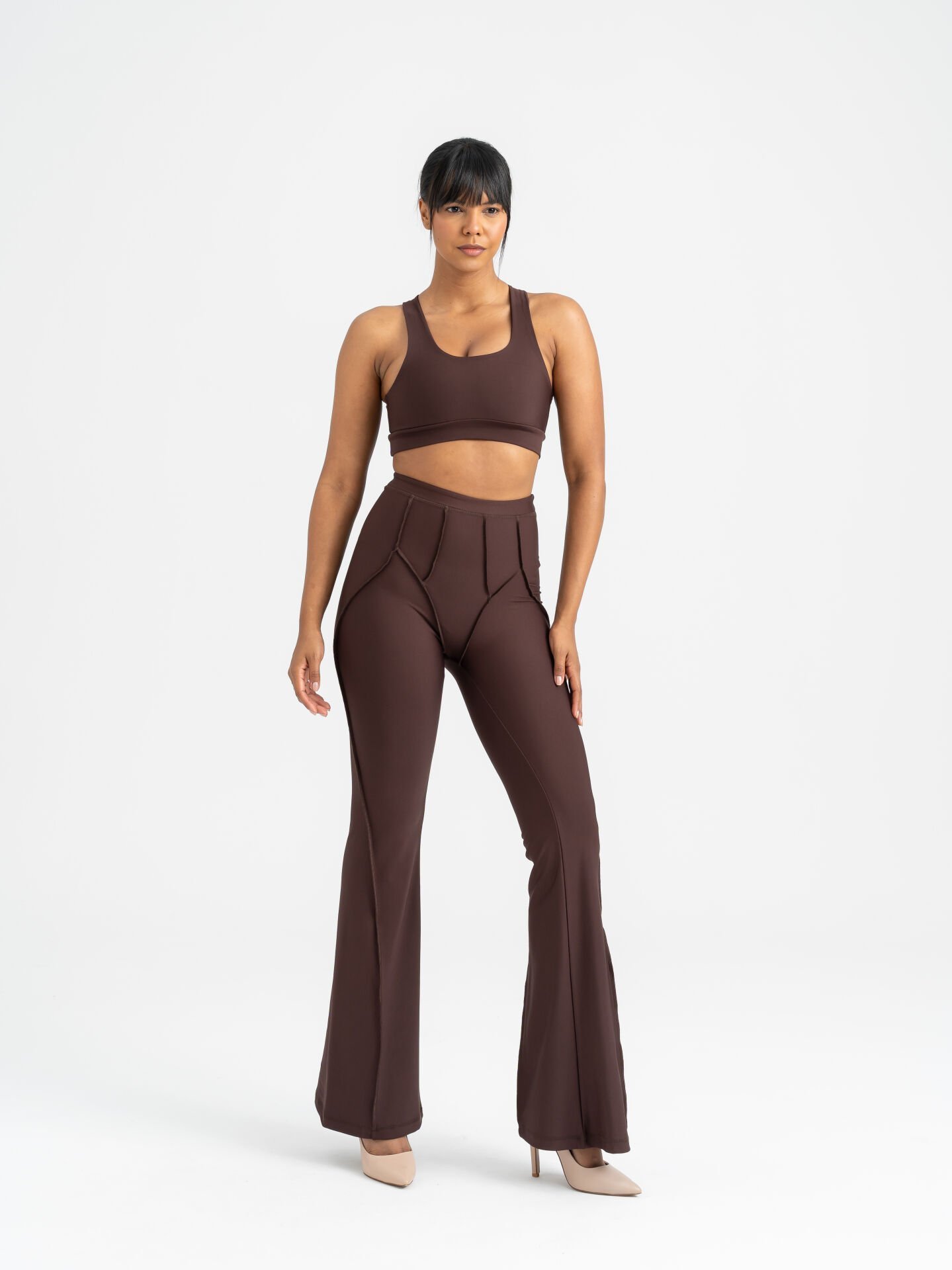 Flare Fit İspanyol Paça Tayt Kahverengi 1269