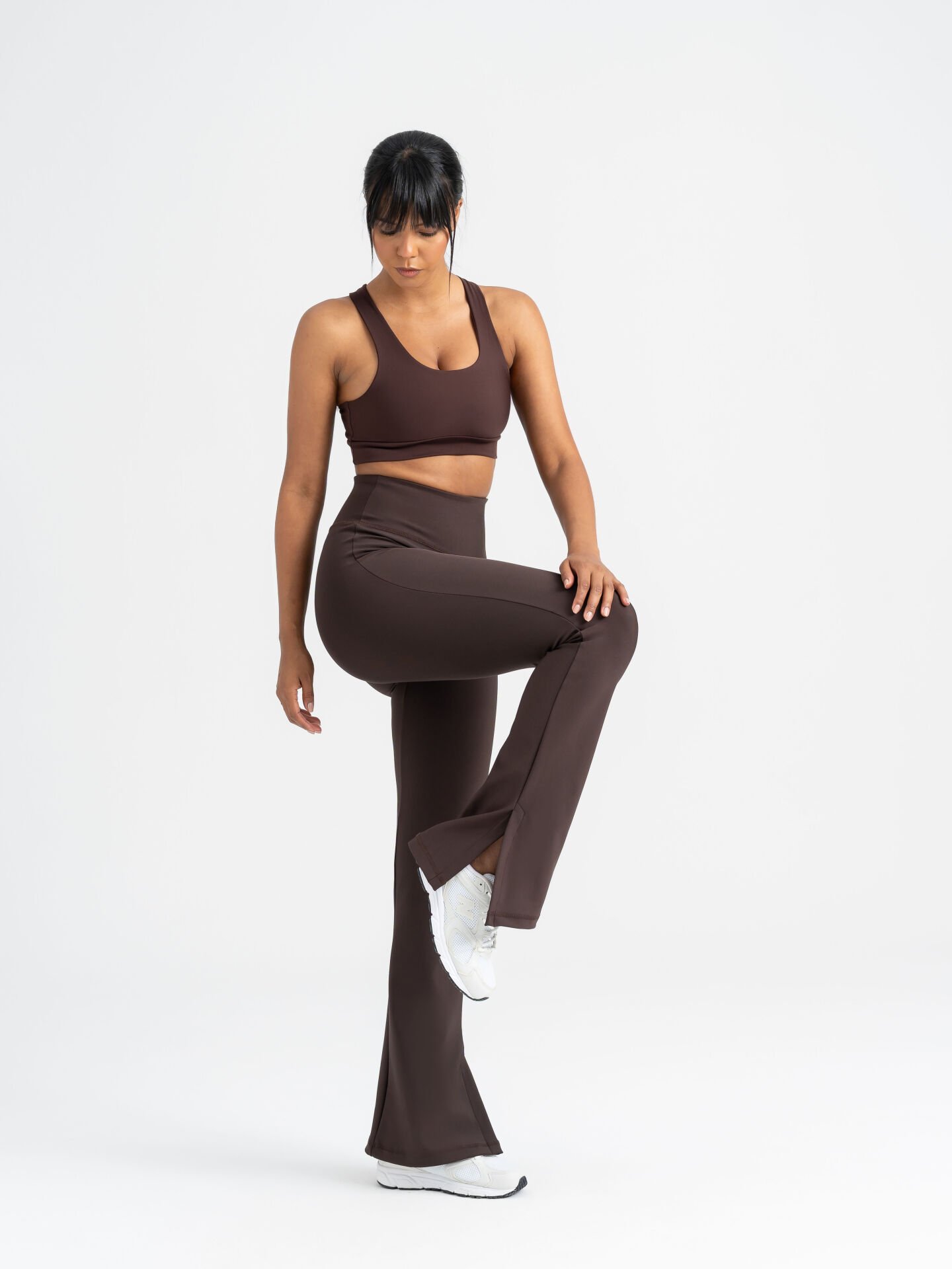 Yırtmaçlı İspanyol Paça Tayt Kahverengi 1271