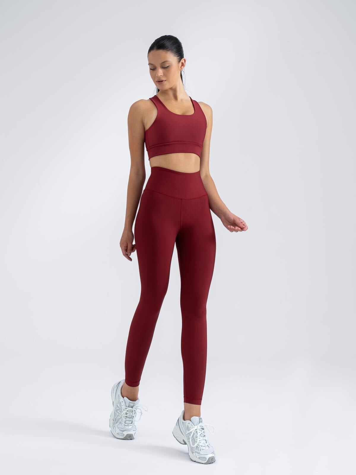 Ekstra Yüksek Bel Spor Tayt Bordo 257