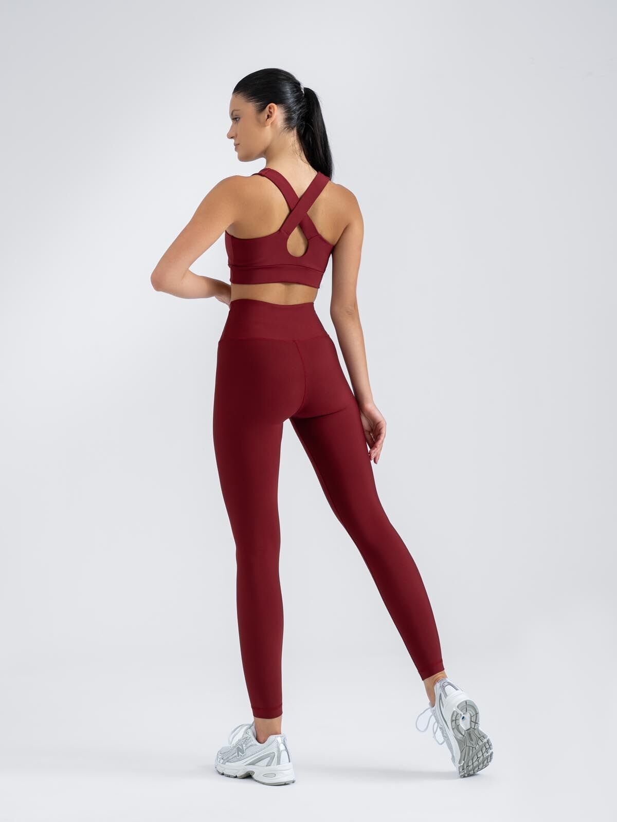 Ekstra Yüksek Bel Spor Tayt Bordo 257