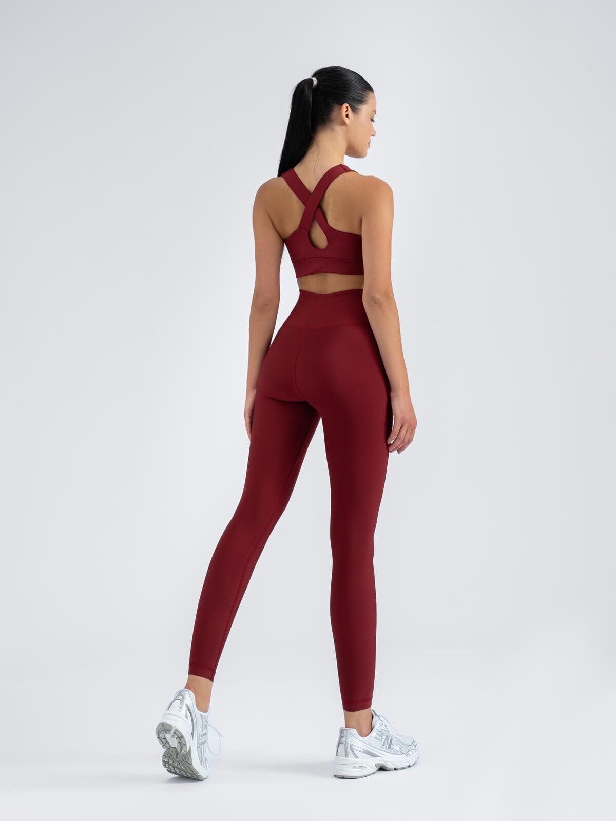 Ekstra Yüksek Bel Spor Tayt Bordo 257