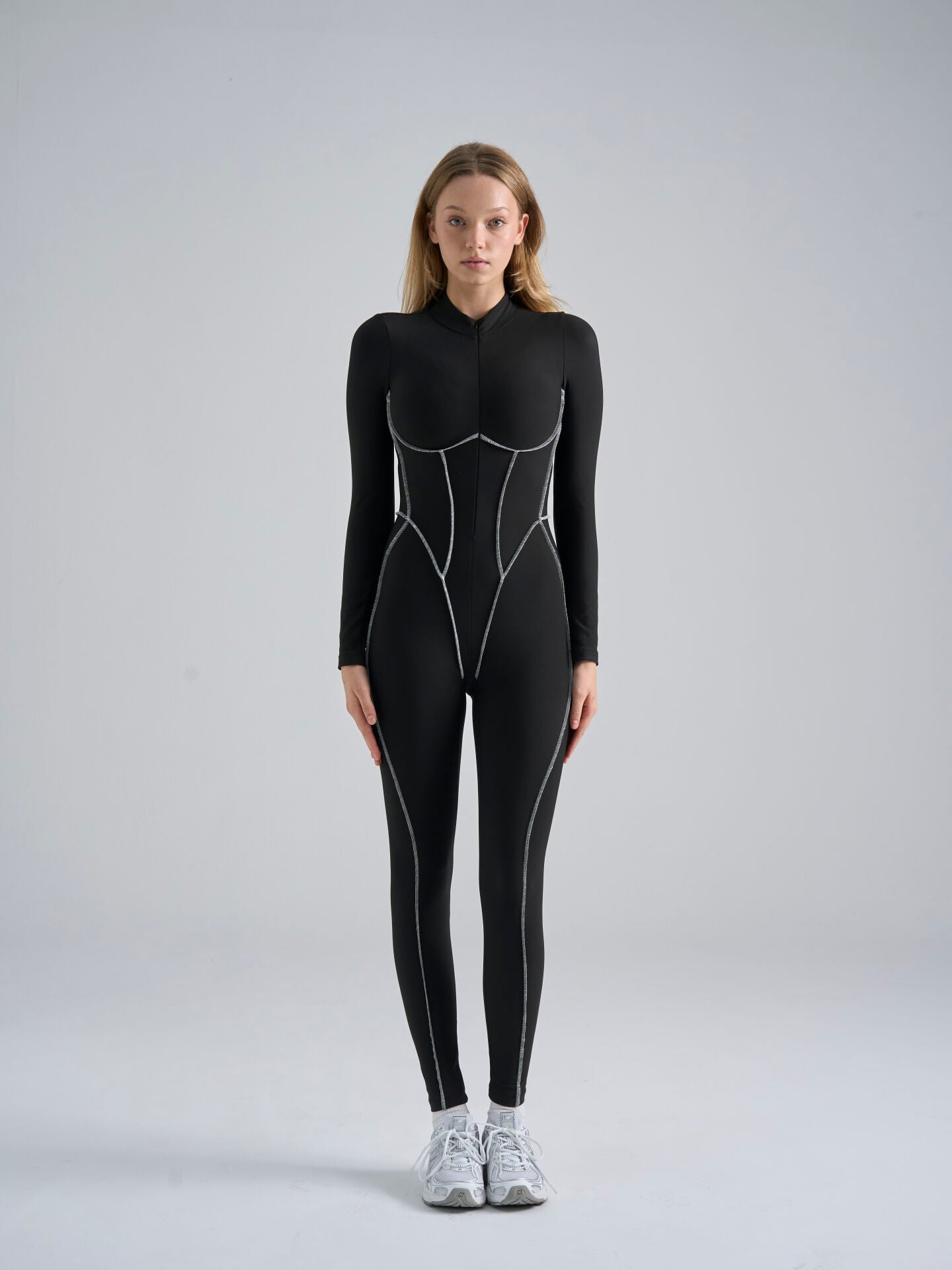 Sculpt Line Uzun Kollu Tulum Siyah Renk 2370
