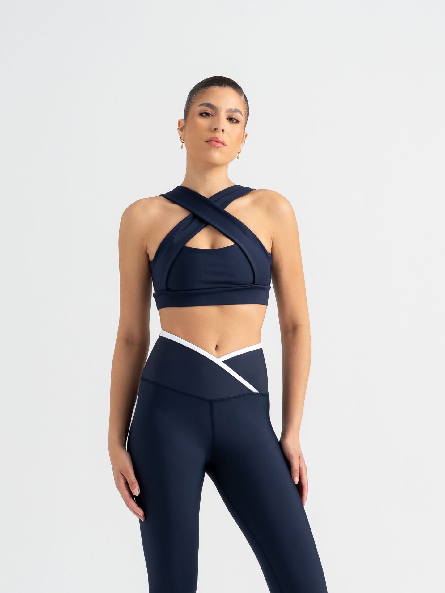 Ve Bel Kontrast Spor Tayt Lacivert Renk 552