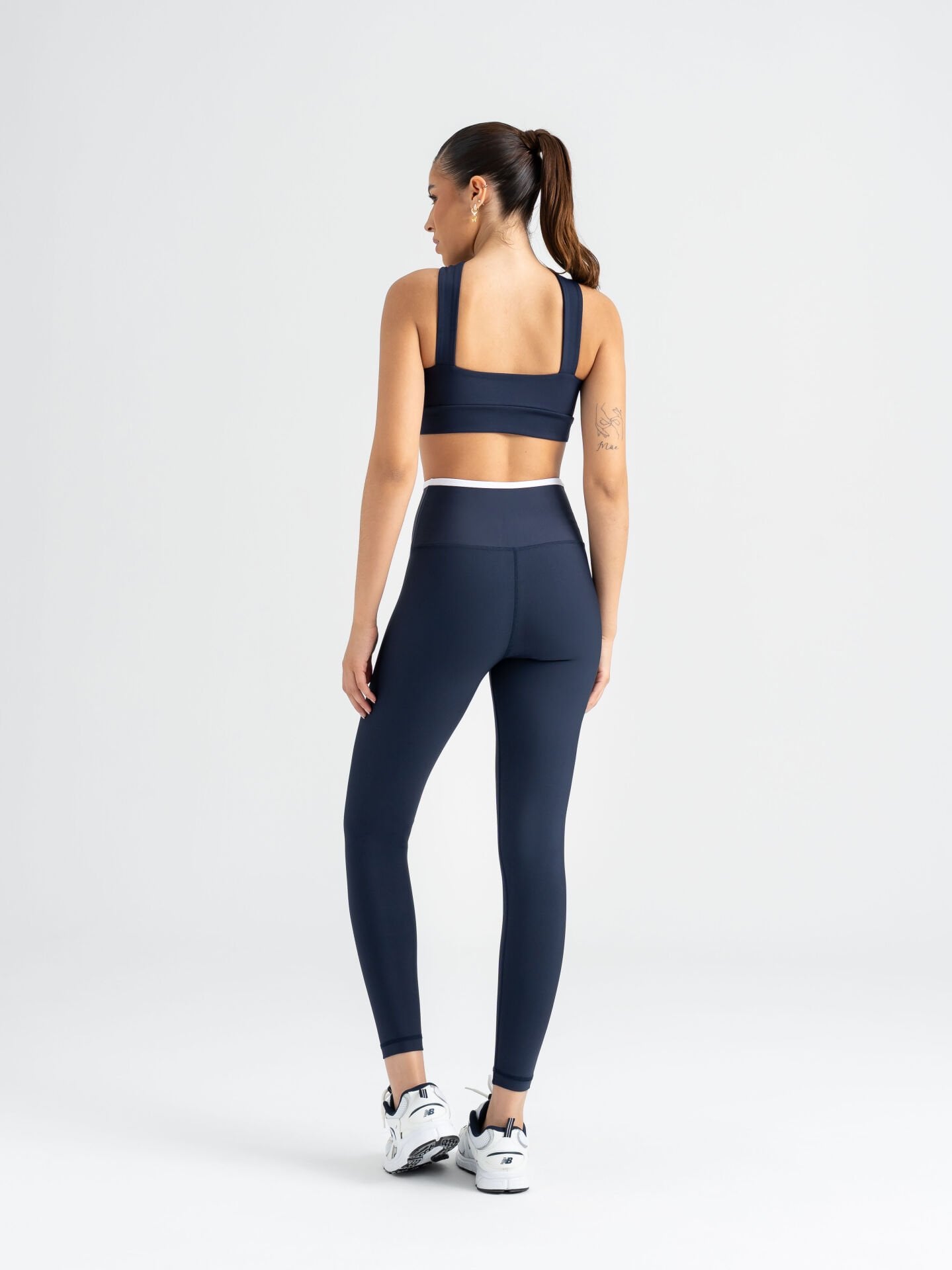 Ve Bel Kontrast Spor Tayt Lacivert Renk 552