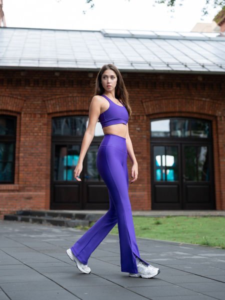 Yırtmaçlı İspanyol Paça Tayt  Mor Renk 1258