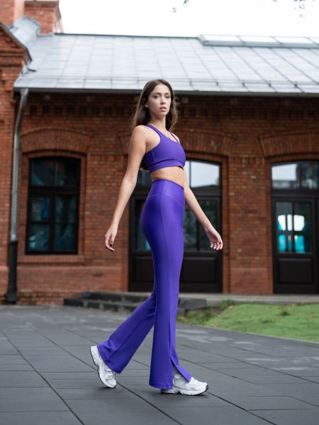 Yırtmaçlı İspanyol Paça Tayt  Mor Renk 1258