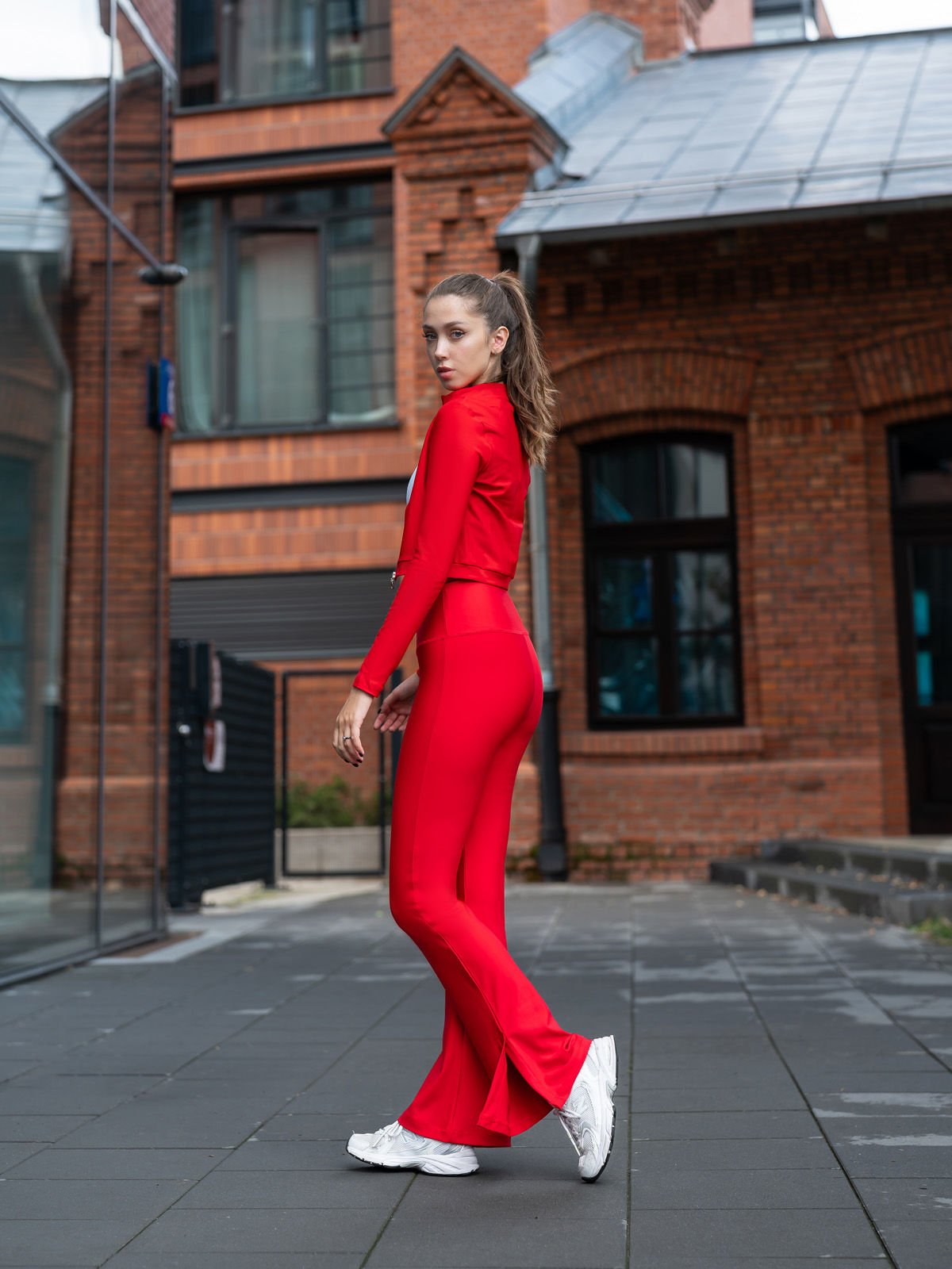 Yırtmaçlı İspanyol Paça Tayt Kırımızı Renk 1261