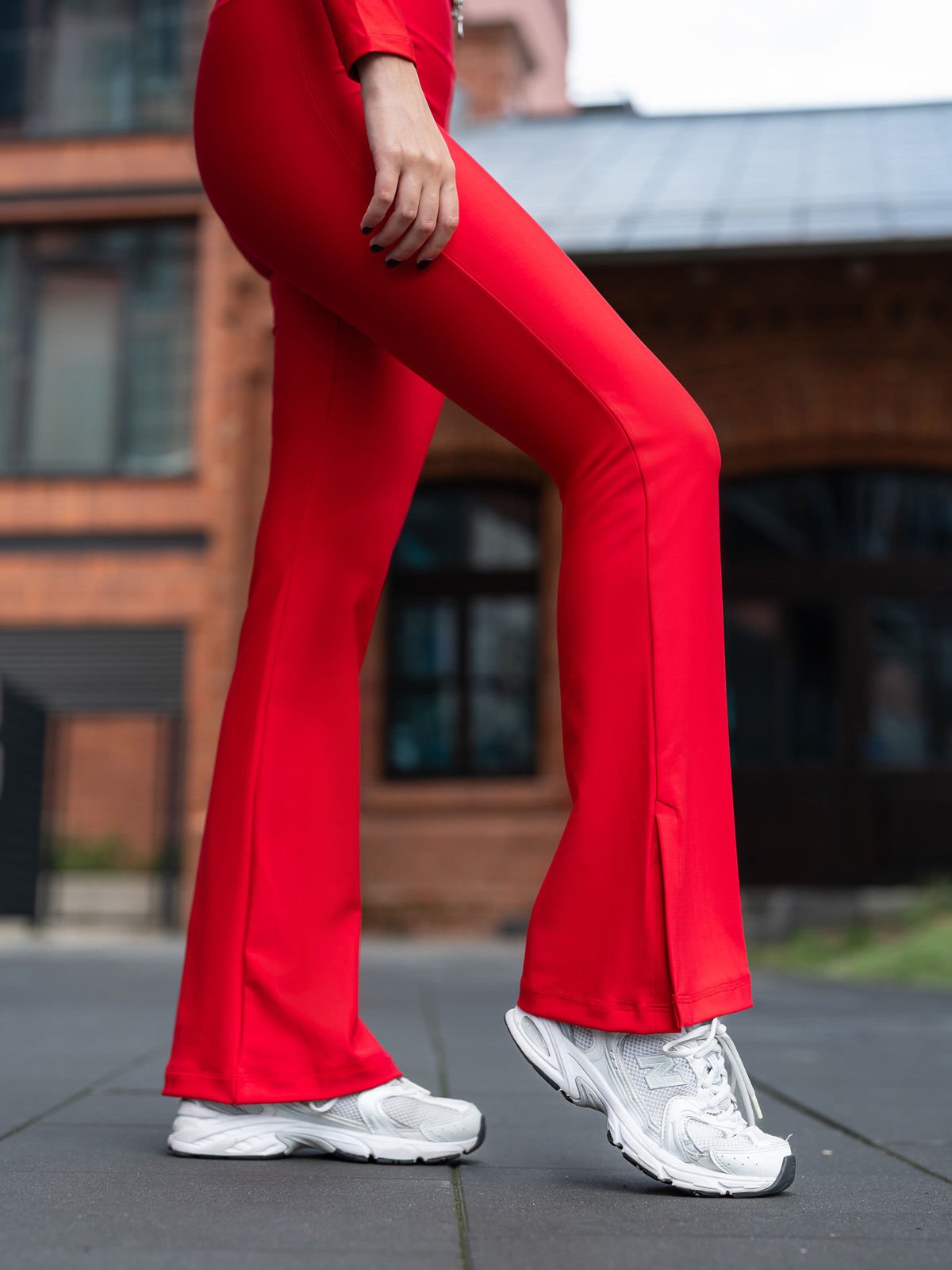 Yırtmaçlı İspanyol Paça Tayt Kırımızı Renk 1261