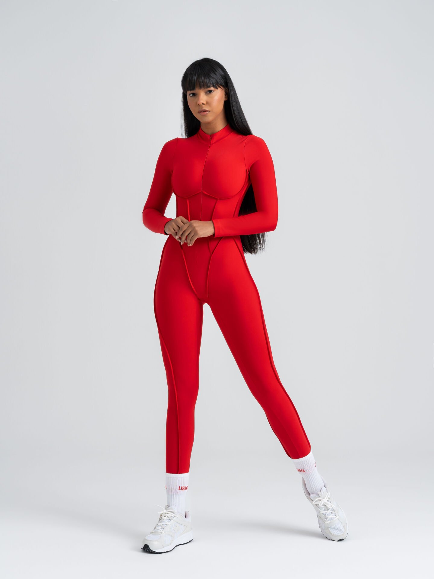 Sculpt Line Uzun Kollu Tulum Kırmızı Renk 2358