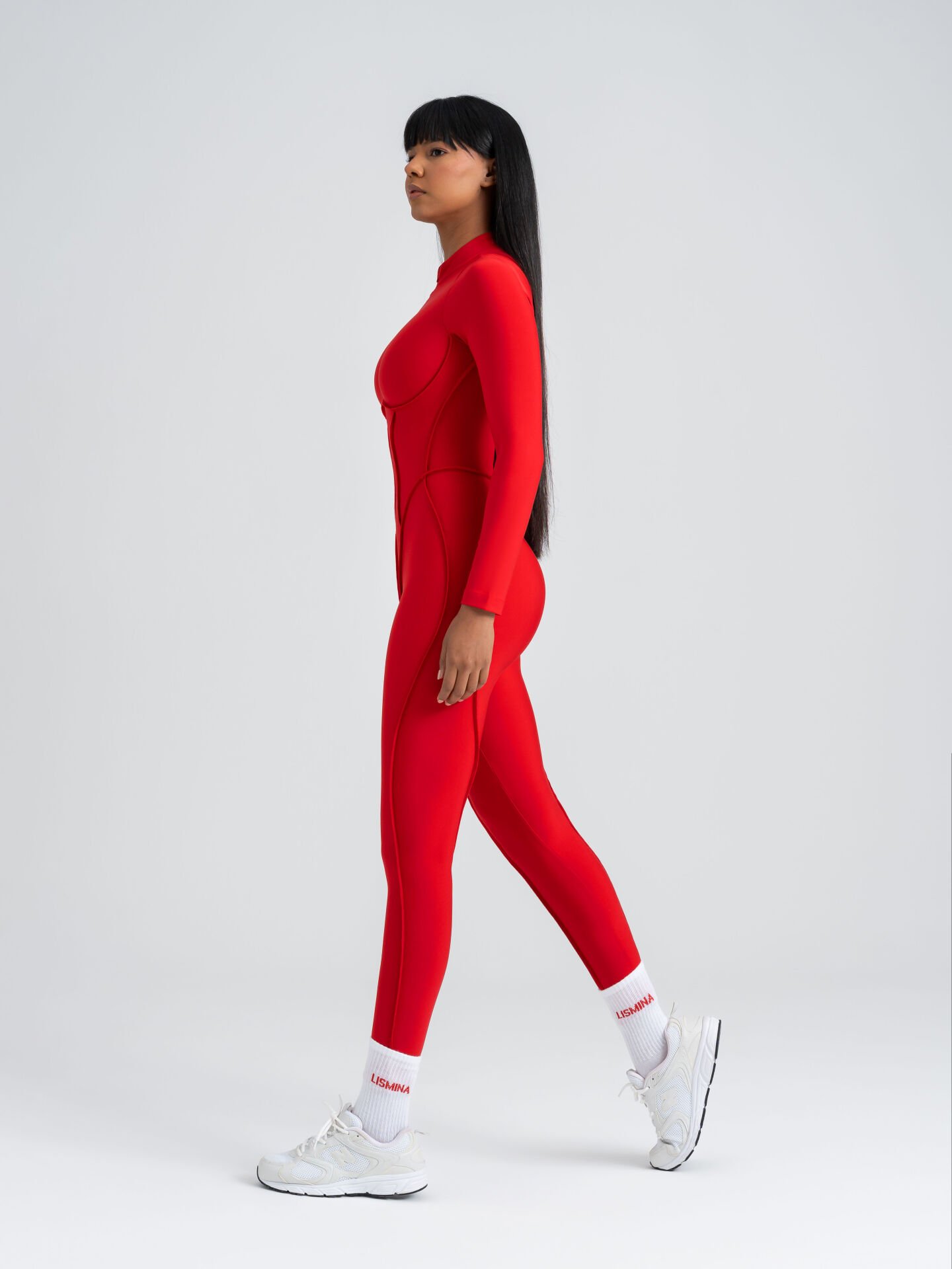 Sculpt Line Uzun Kollu Tulum Kırmızı Renk 2358