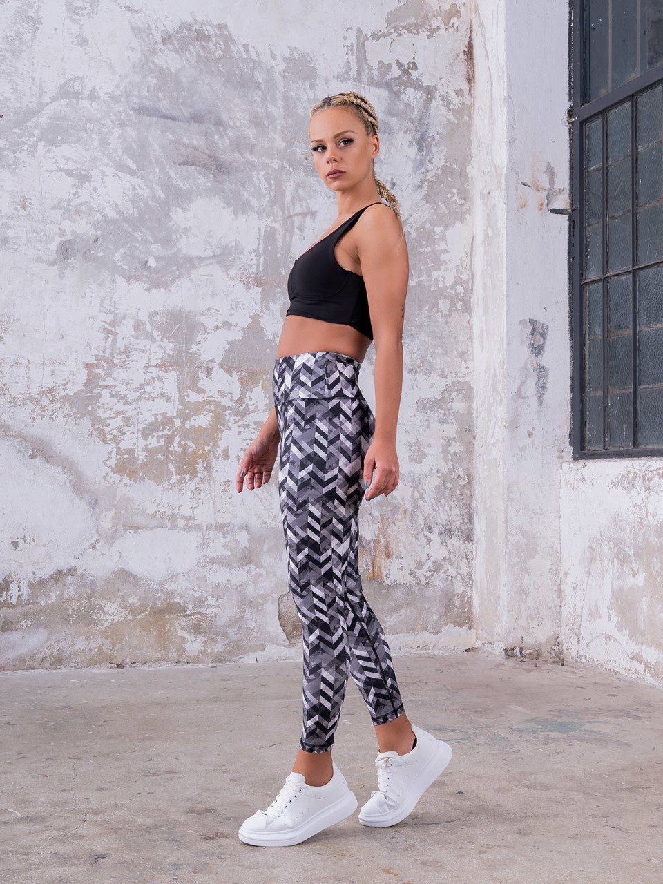 Desenli Ekstra Yüksek Bel Spor Tayt 1038